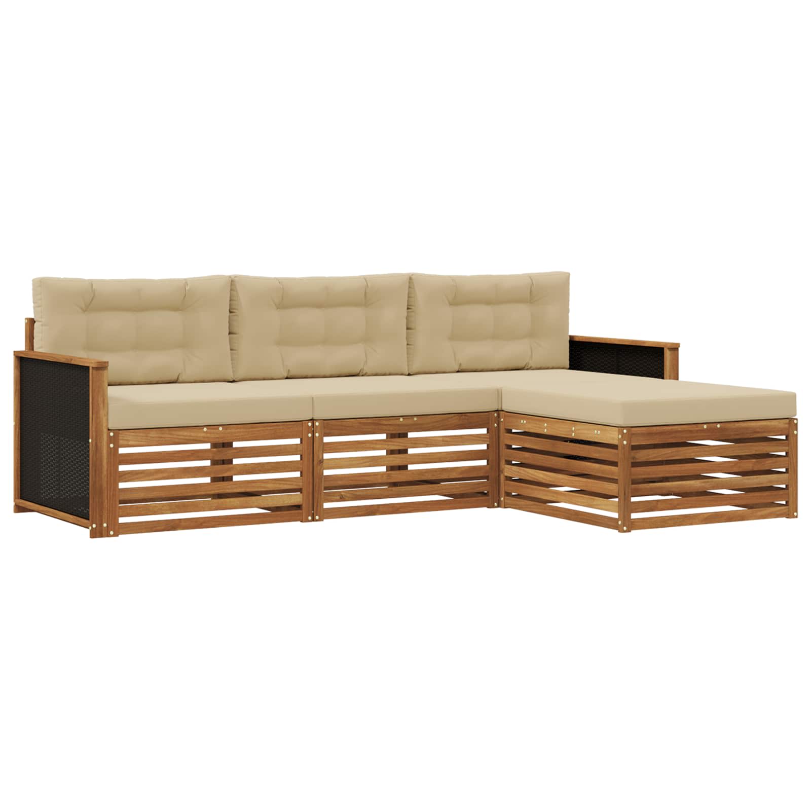 Set vanjskih sofa s jastukom 4 pcs Prirodna i bež Poliester