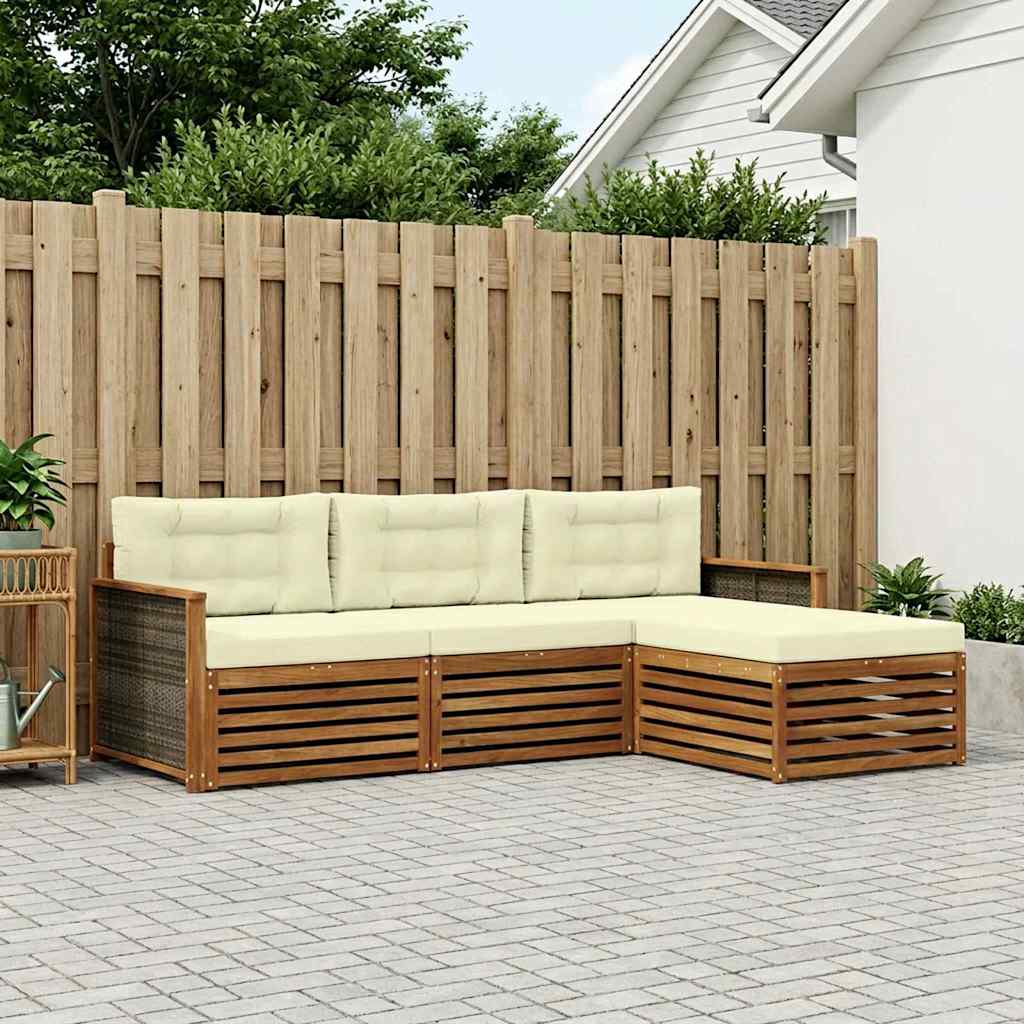 Set vanjskih sofa 4 kom. Prirodna i krem