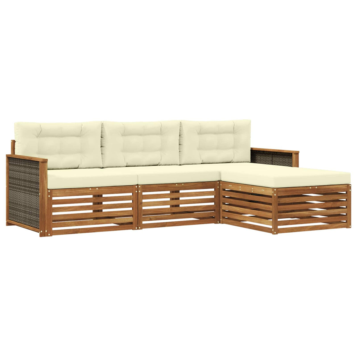Set vanjskih sofa 4 kom. Prirodna i krem