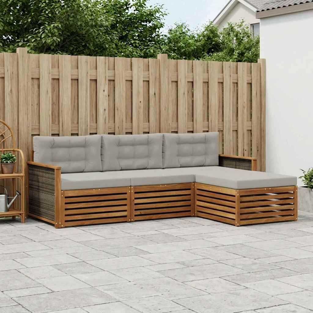 Set vanjskih sofa Prirodna i svjetlosiva 249,5 x 162,5 x 73 cm