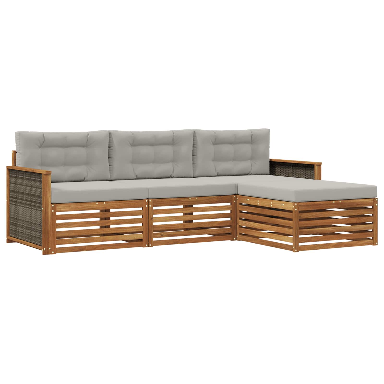 Set vanjskih sofa Prirodna i svjetlosiva 249,5 x 162,5 x 73 cm