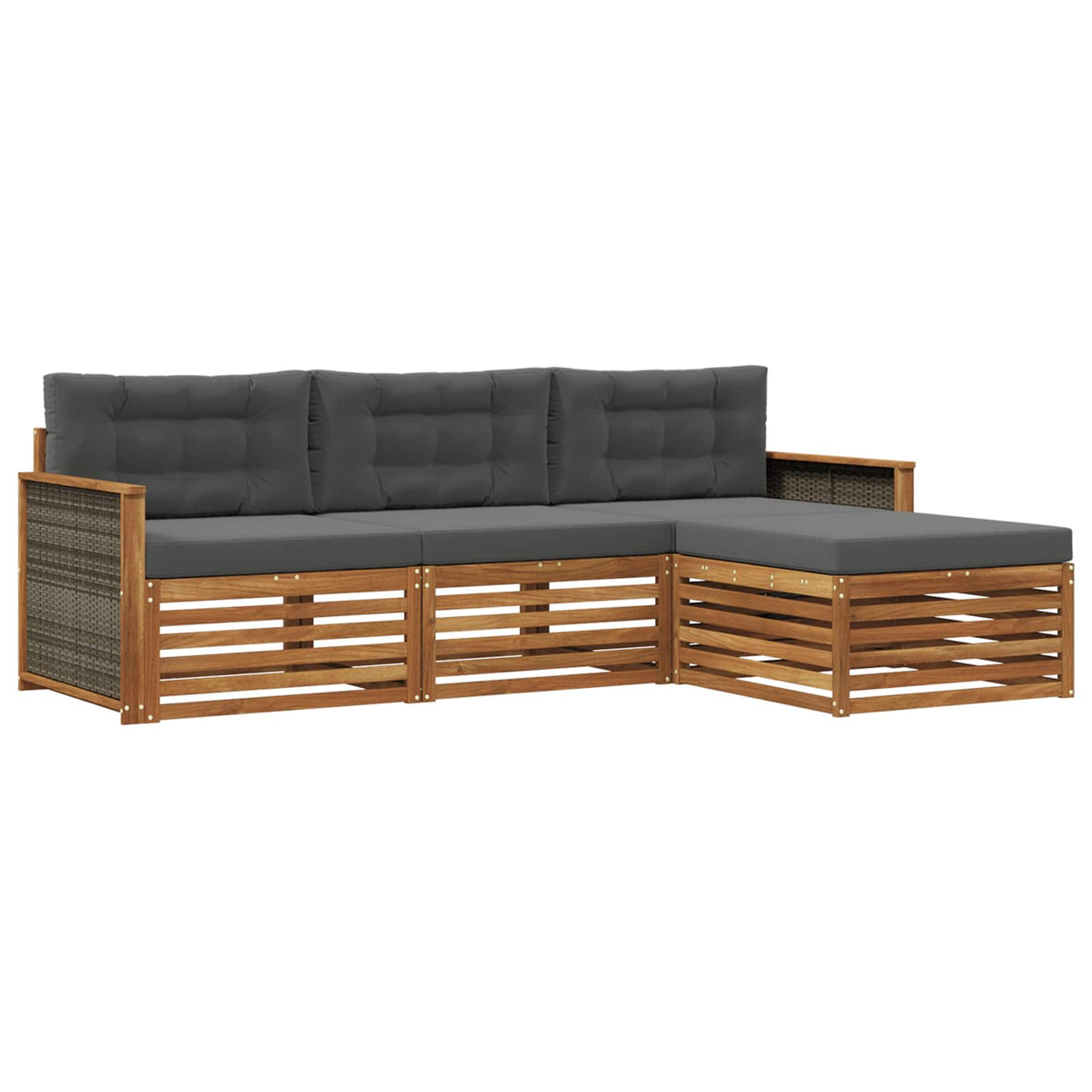 Set vanjskih sofa 4 kom. Prirodna i antracit