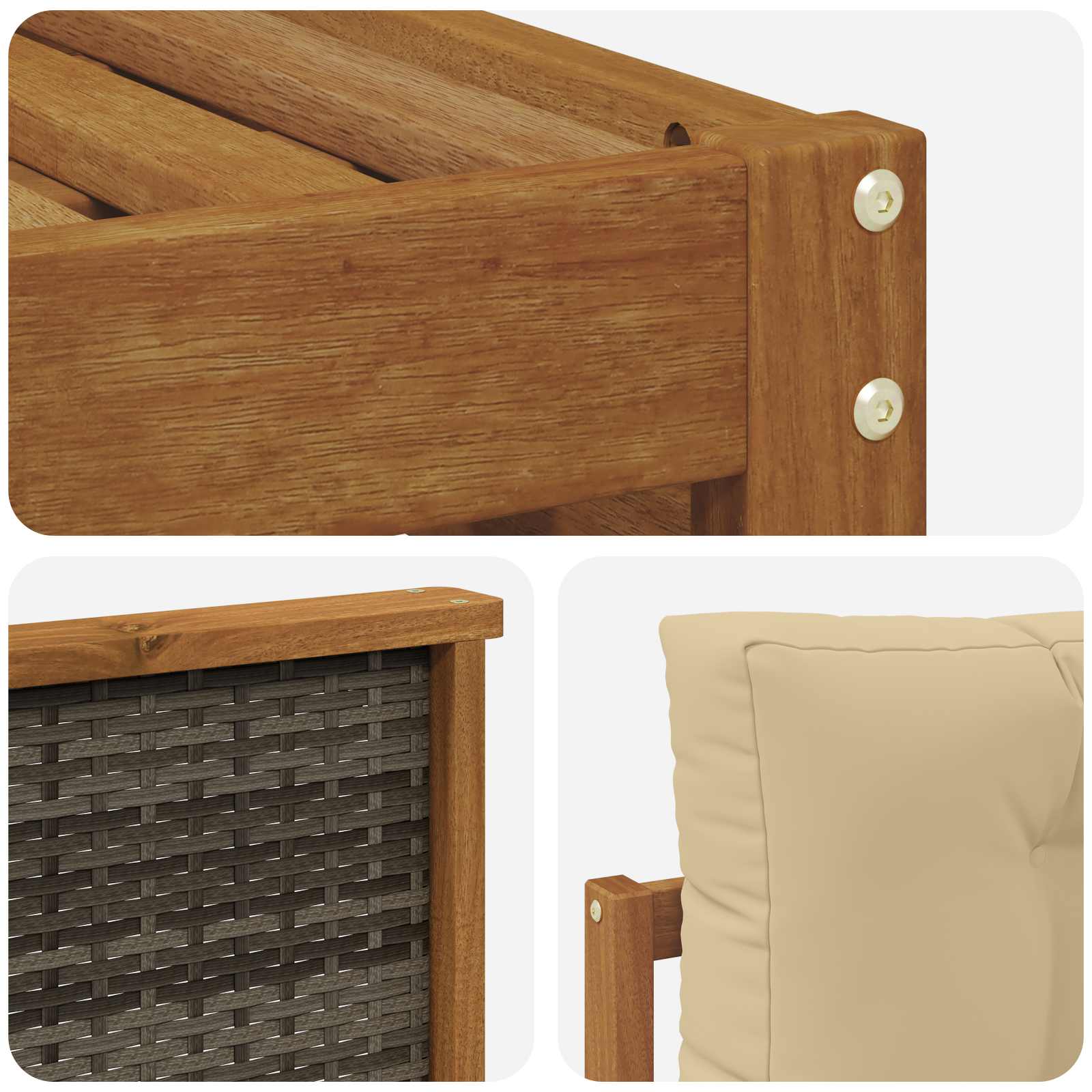 Set vanjskih sofa Prirodna i bež 249,5 x 162,5 x 73 cm