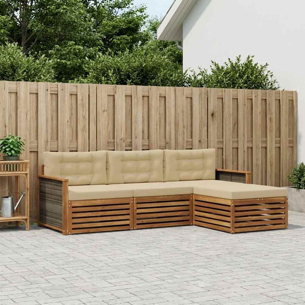 Set vanjskih sofa Prirodna i bež 249,5 x 162,5 x 73 cm