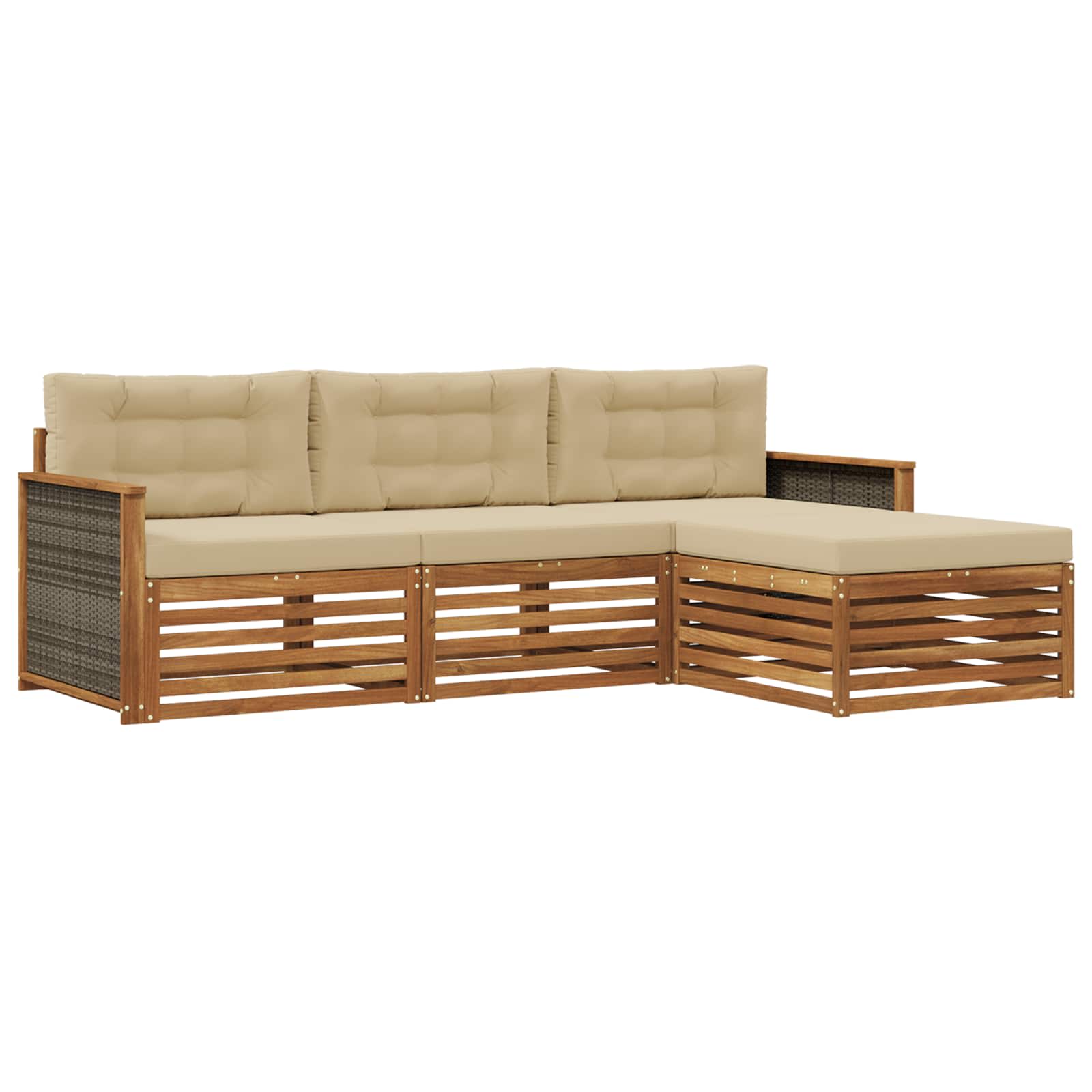 Set vanjskih sofa Prirodna i bež 249,5 x 162,5 x 73 cm