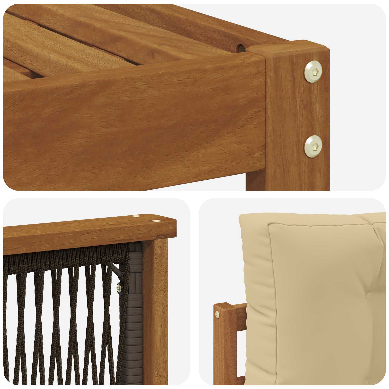 Set vanjskih sofa s jastukom Prirodna i bež 249 x 162,5 x 73 cm