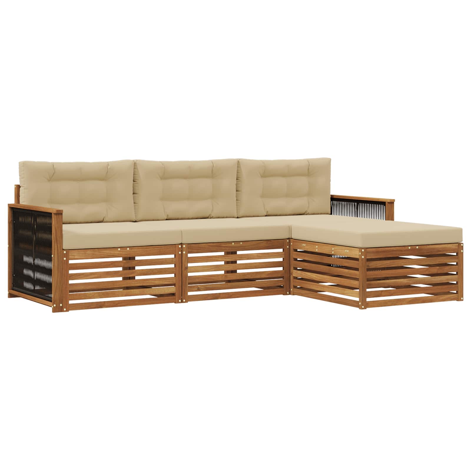 Set vanjskih sofa s jastukom Prirodna i bež 249 x 162,5 x 73 cm