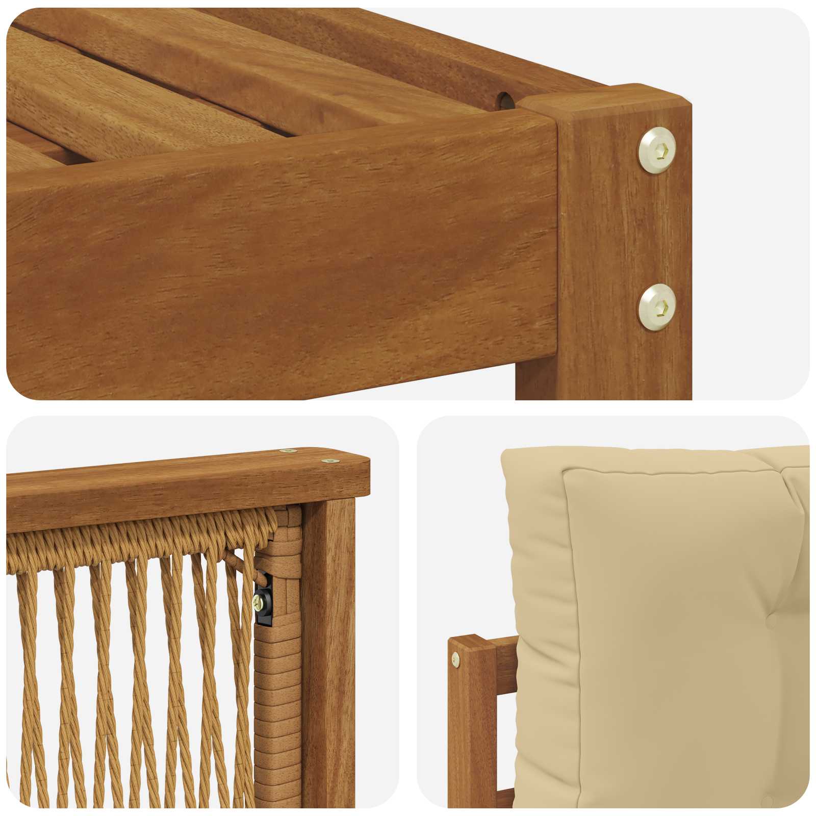 Set vanjskih sofa s jastukom Prirodna i bež 249 x 162,5 x 73 cm