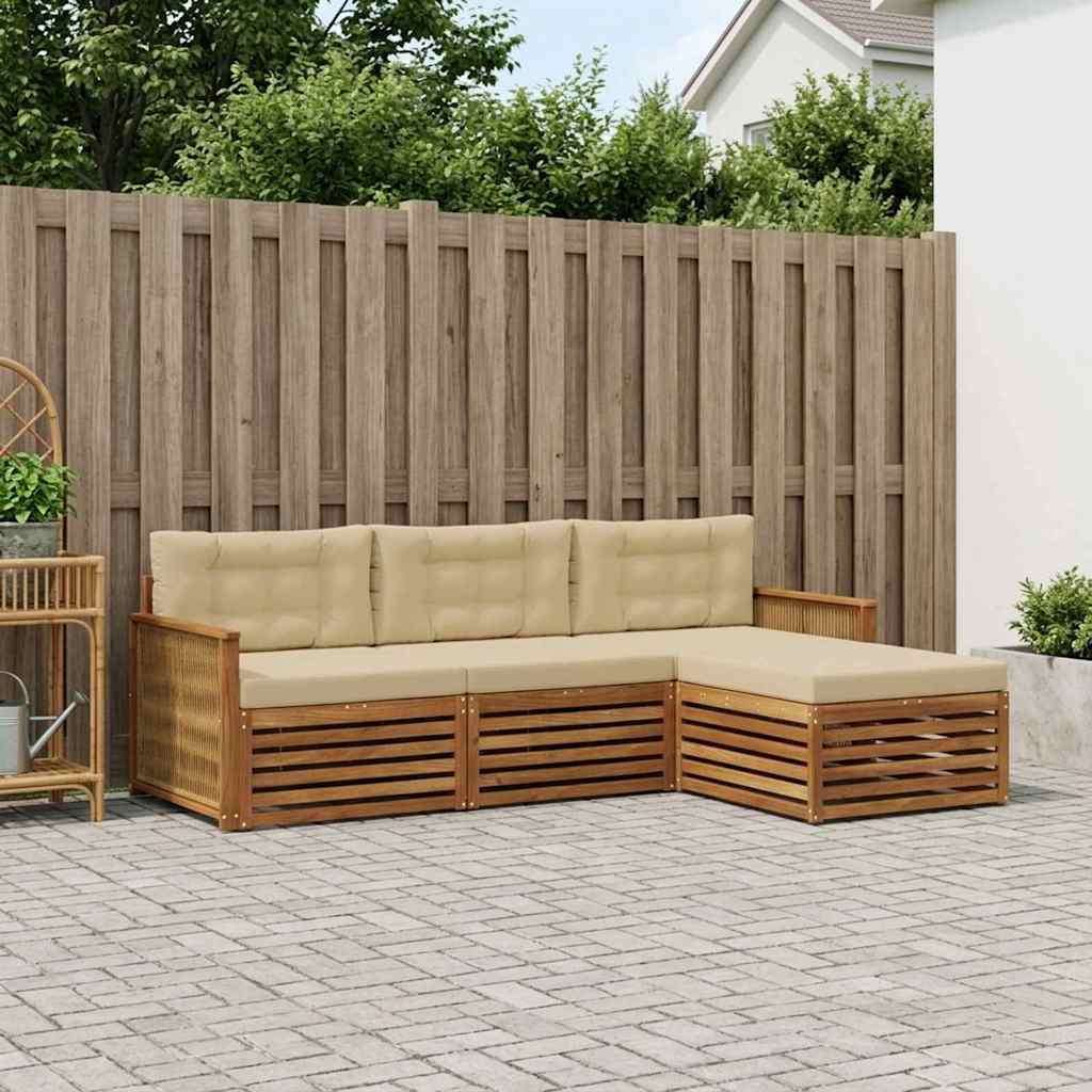 Set vanjskih sofa s jastukom Prirodna i bež 249 x 162,5 x 73 cm