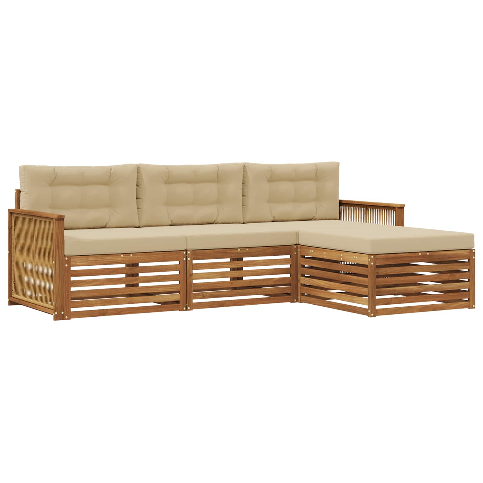 Set vanjskih sofa s jastukom Prirodna i bež 249 x 162,5 x 73 cm