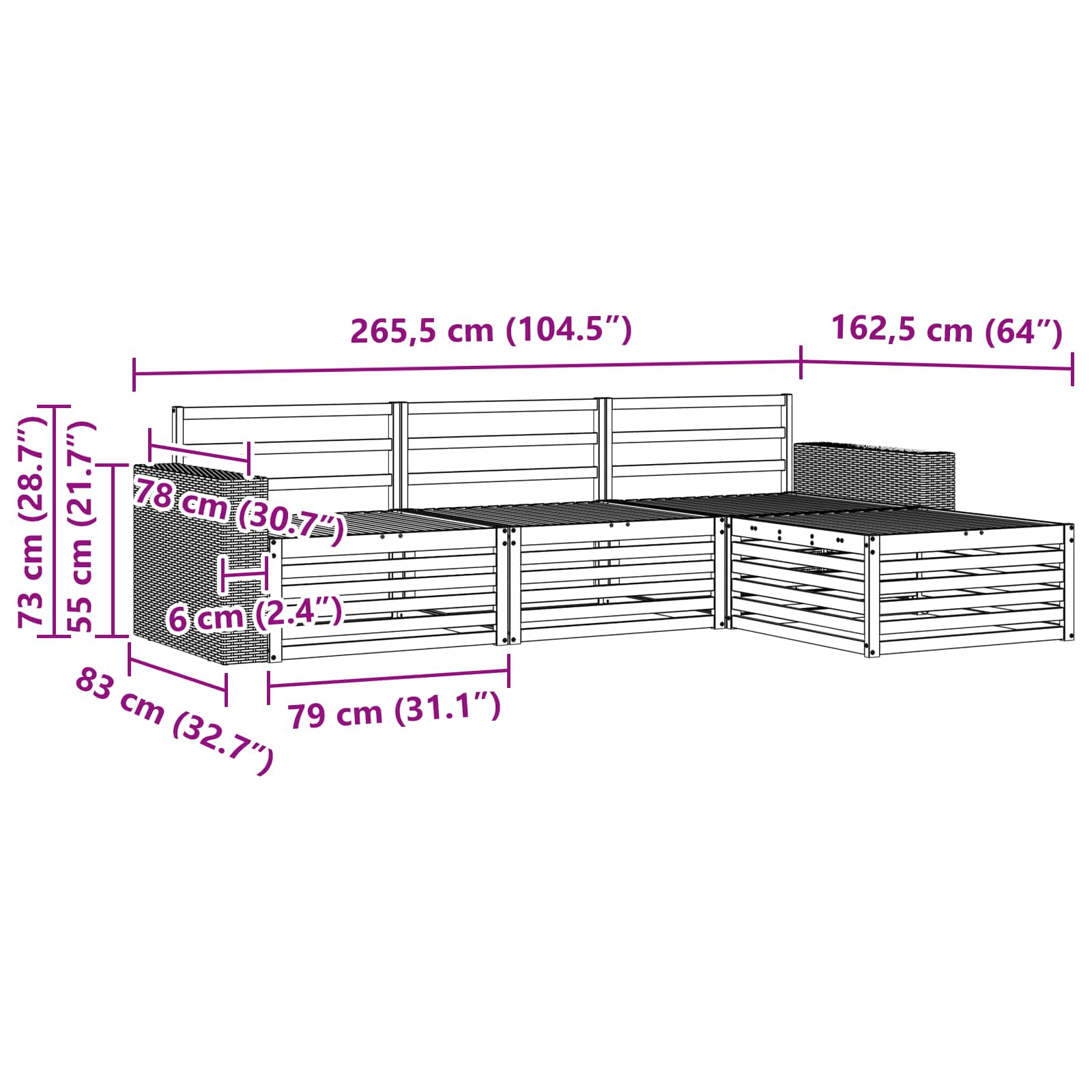 Set vanjskih sofa 5 pcs Čvrsto drvo akacije