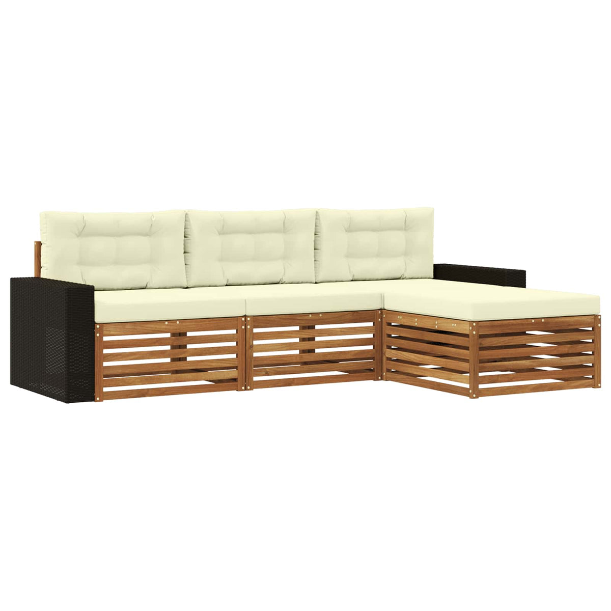 Set vanjskih sofa s jastukom 4 pcs Prirodna i krem Poliester