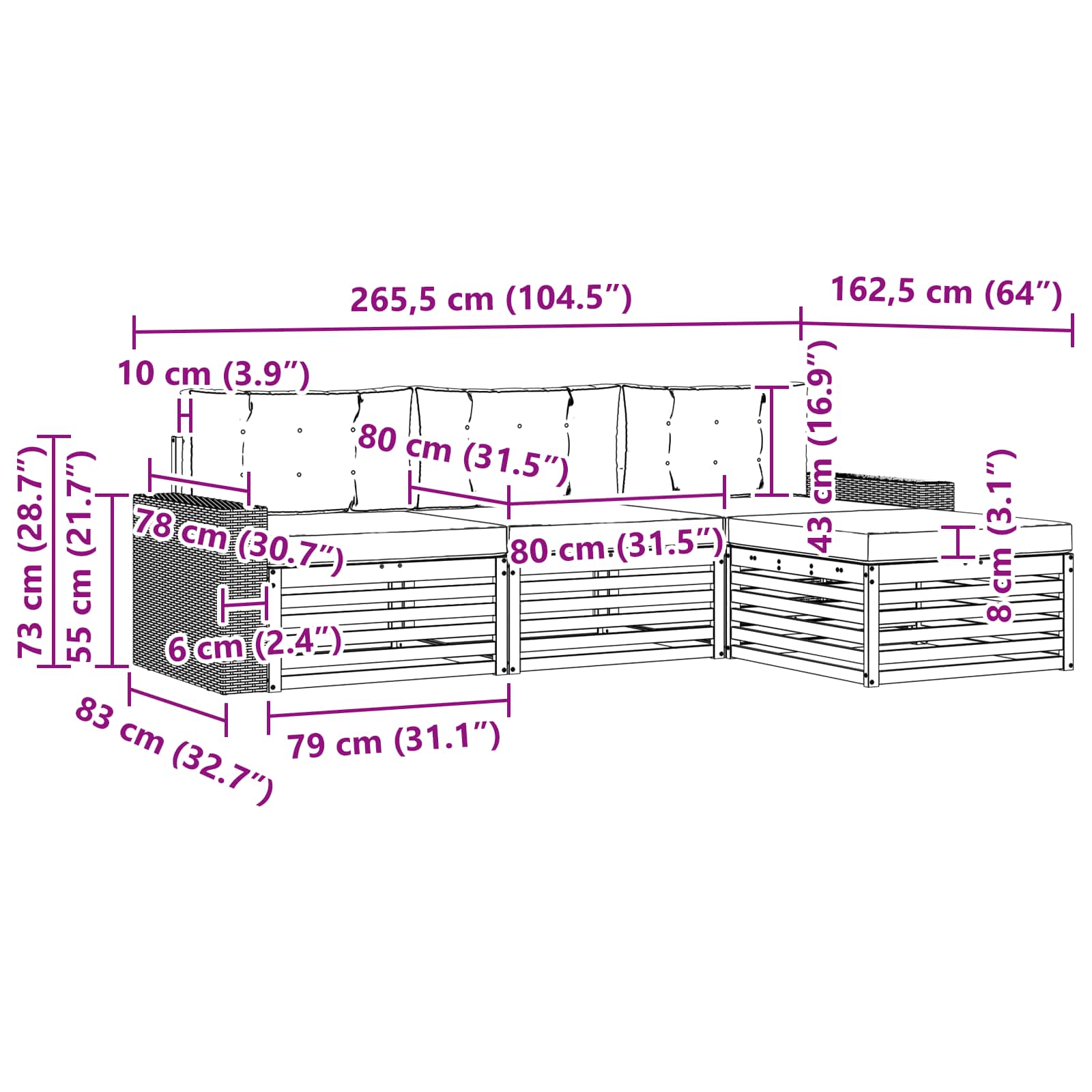 Set vanjskih sofa 4 pcs Prirodna i svjetlosiva Poliester