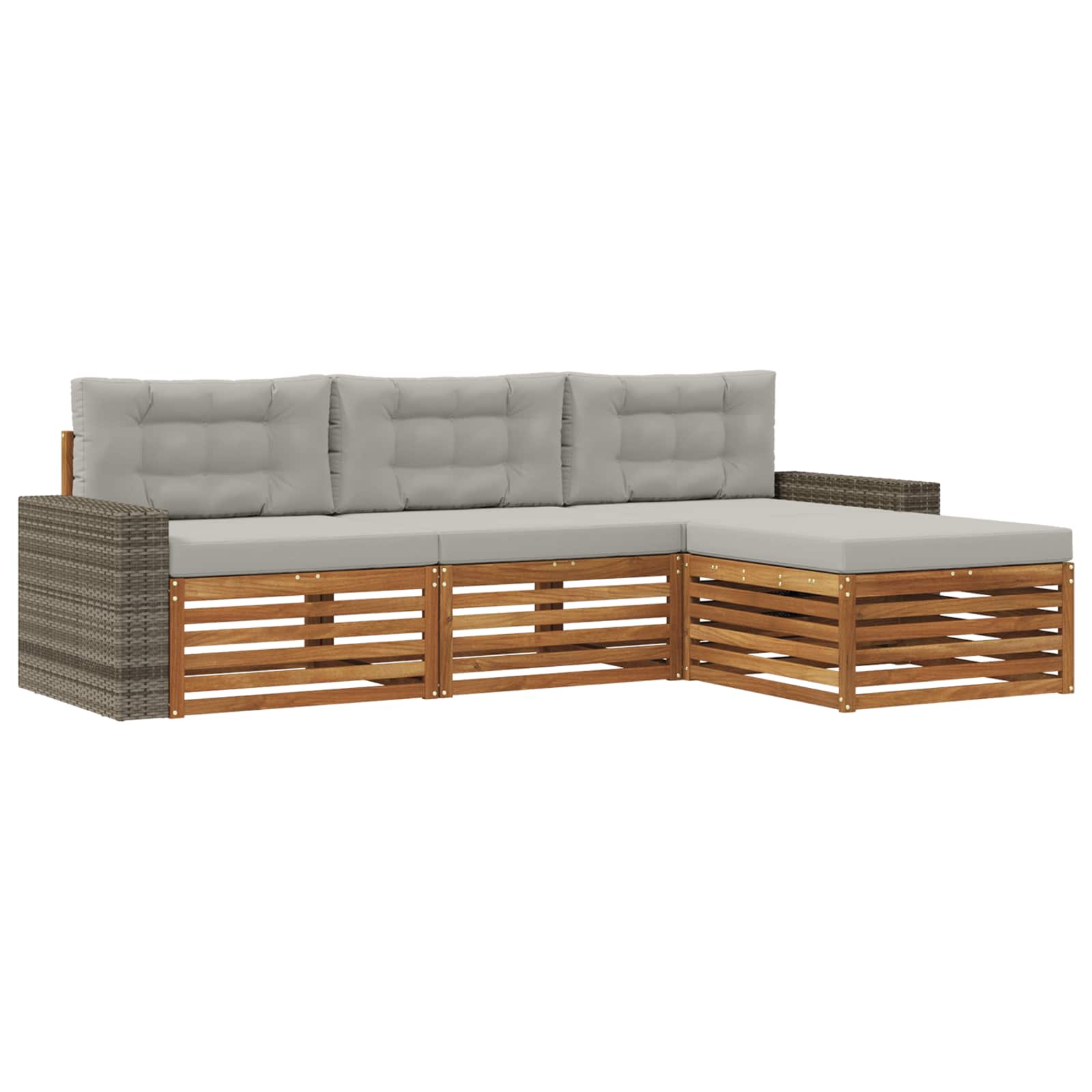 Set vanjskih sofa 4 pcs Prirodna i svjetlosiva Poliester