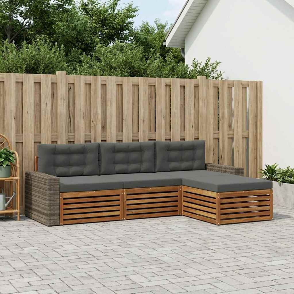 Set vanjskih sofa 4 pcs Prirodna i antracit Poliester