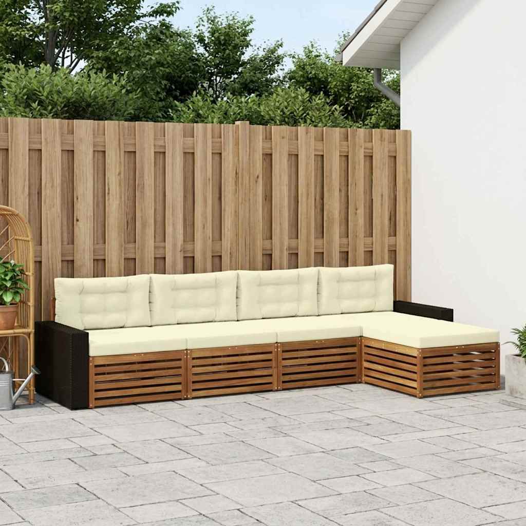 Set vanjskih sofa s jastukom 5 pcs Prirodna i krem Poliester