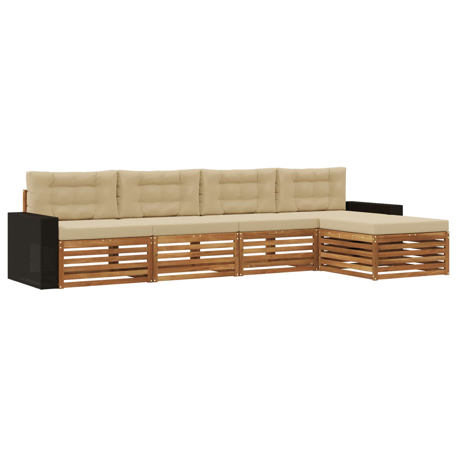 Set vanjskih sofa s jastukom 5 pcs Prirodna i bež Poliester