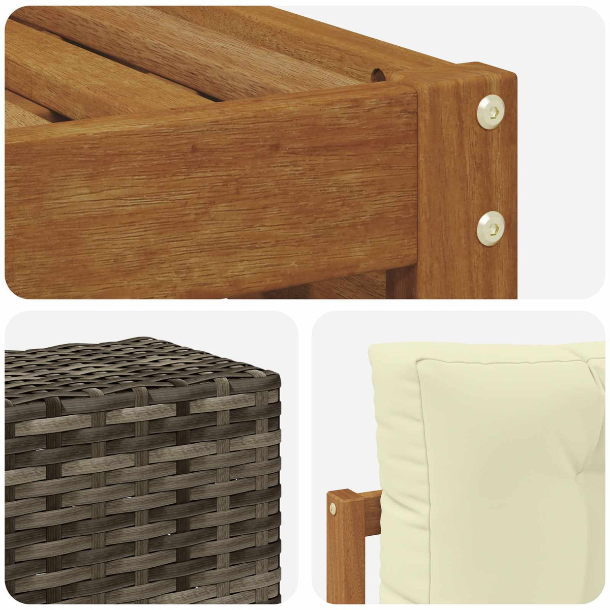Set vanjskih sofa s jastukom 5 pcs Prirodna i krem Poliester