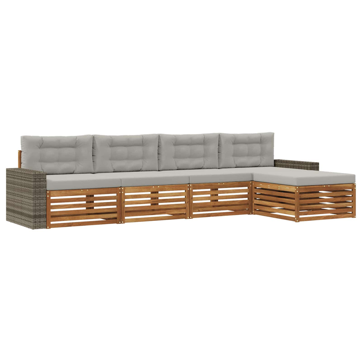 Set vanjskih sofa 5 pcs Prirodna i svjetlosiva Poliester