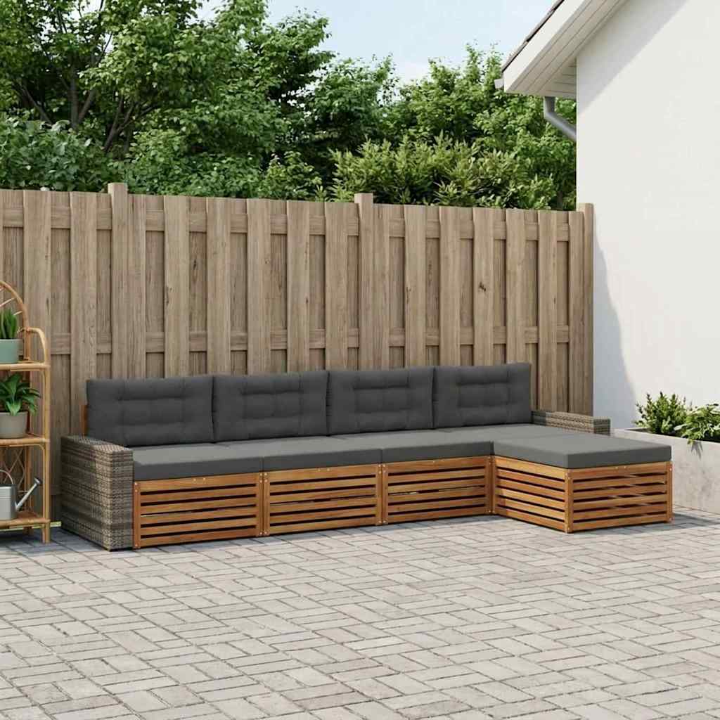 Set vanjskih sofa 5 pcs Prirodna i antracit Poliester