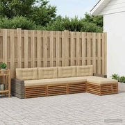 Set vanjskih sofa s jastukom 5 pcs Prirodna i bež Poliester