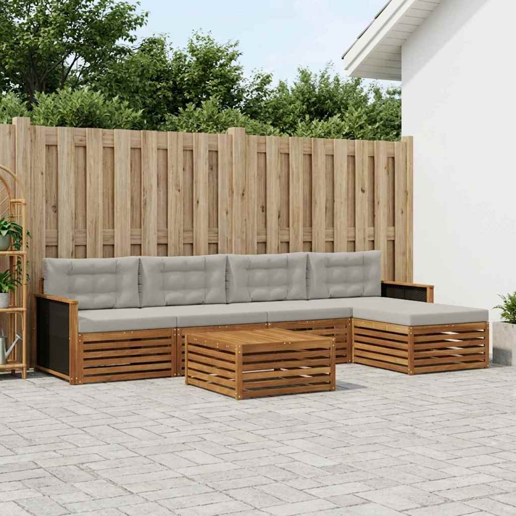 Set vanjskih sofa 6 pcs Prirodna i svjetlosiva 79 x 79 x 37 cm