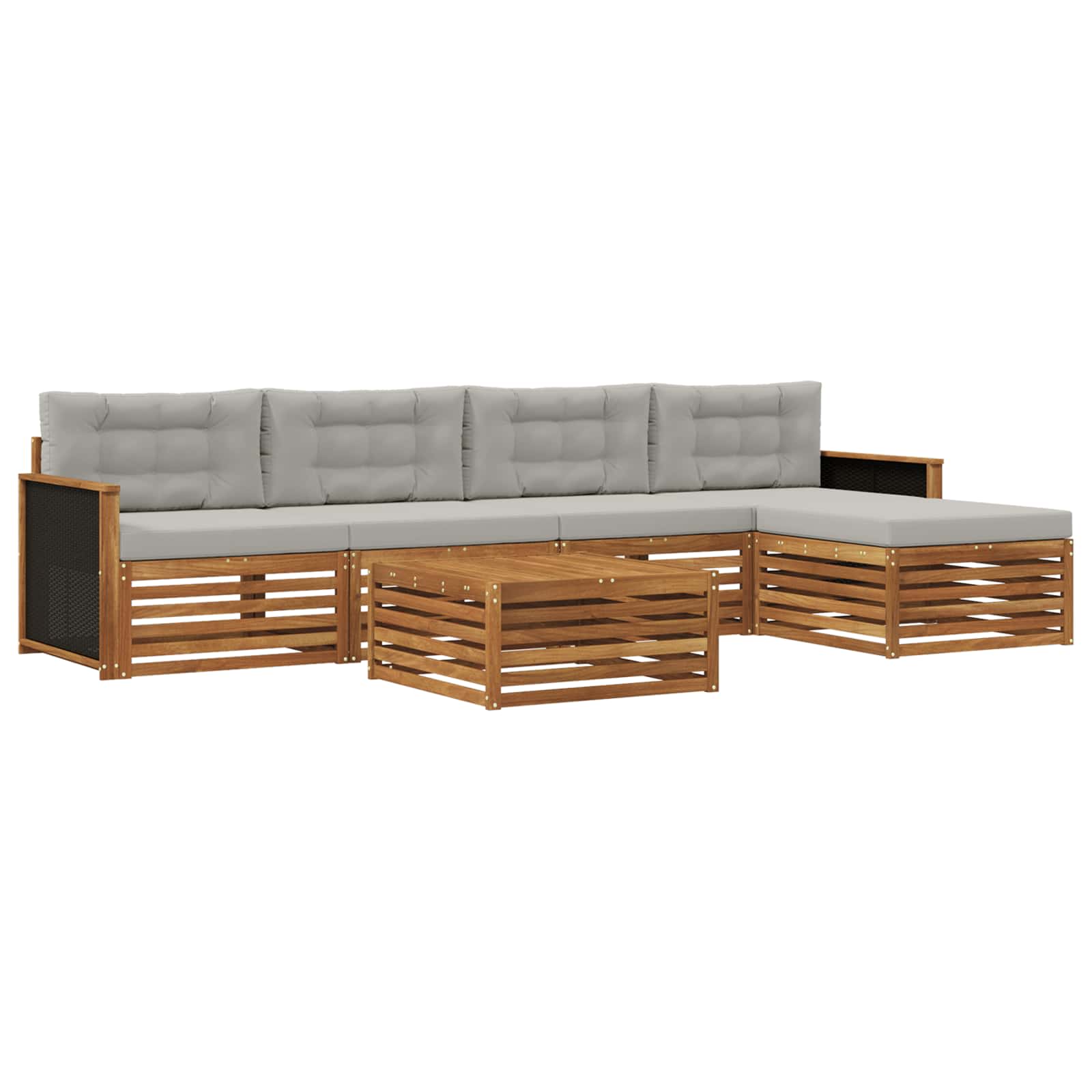 Set vanjskih sofa 6 pcs Prirodna i svjetlosiva 79 x 79 x 37 cm