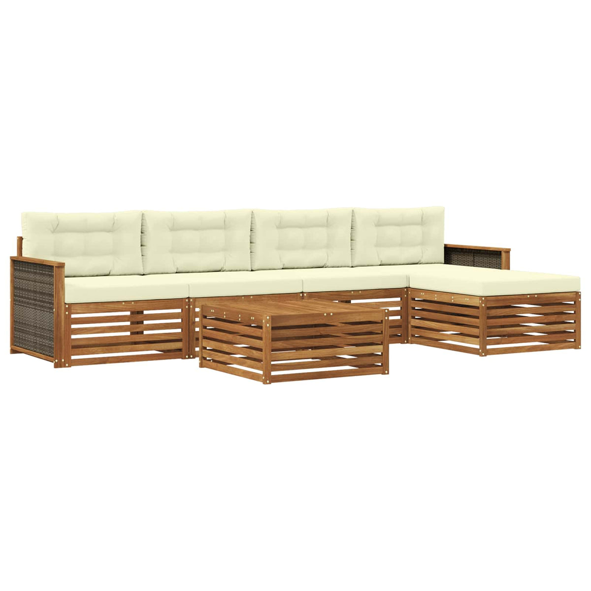 Set vanjskih sofa 6 kom. Prirodna i krem