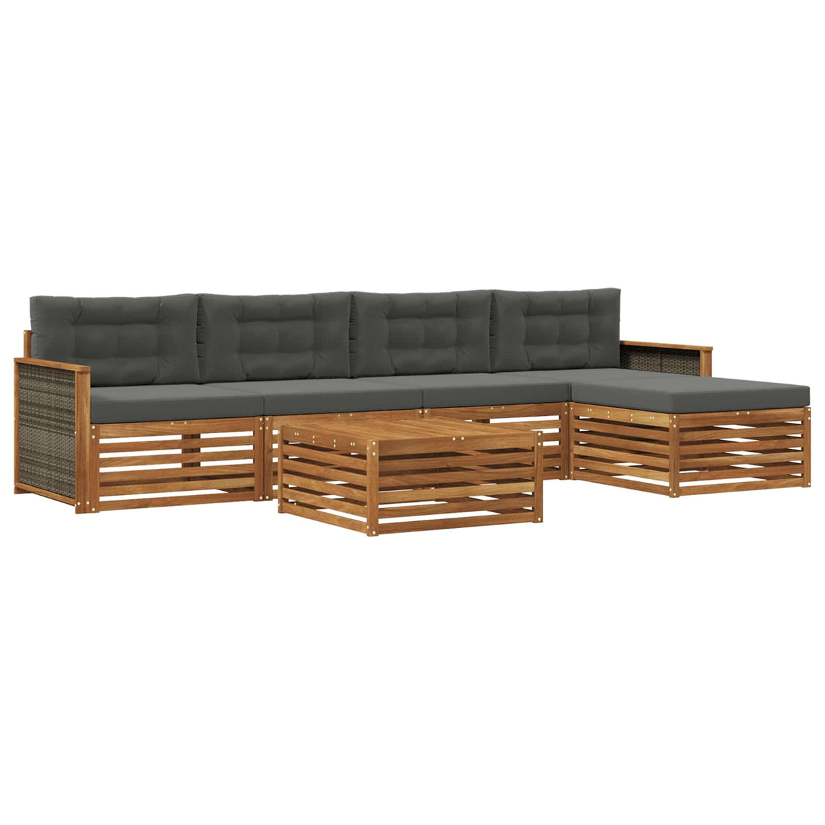 Set vanjskih sofa 6 kom. Prirodna i antracit