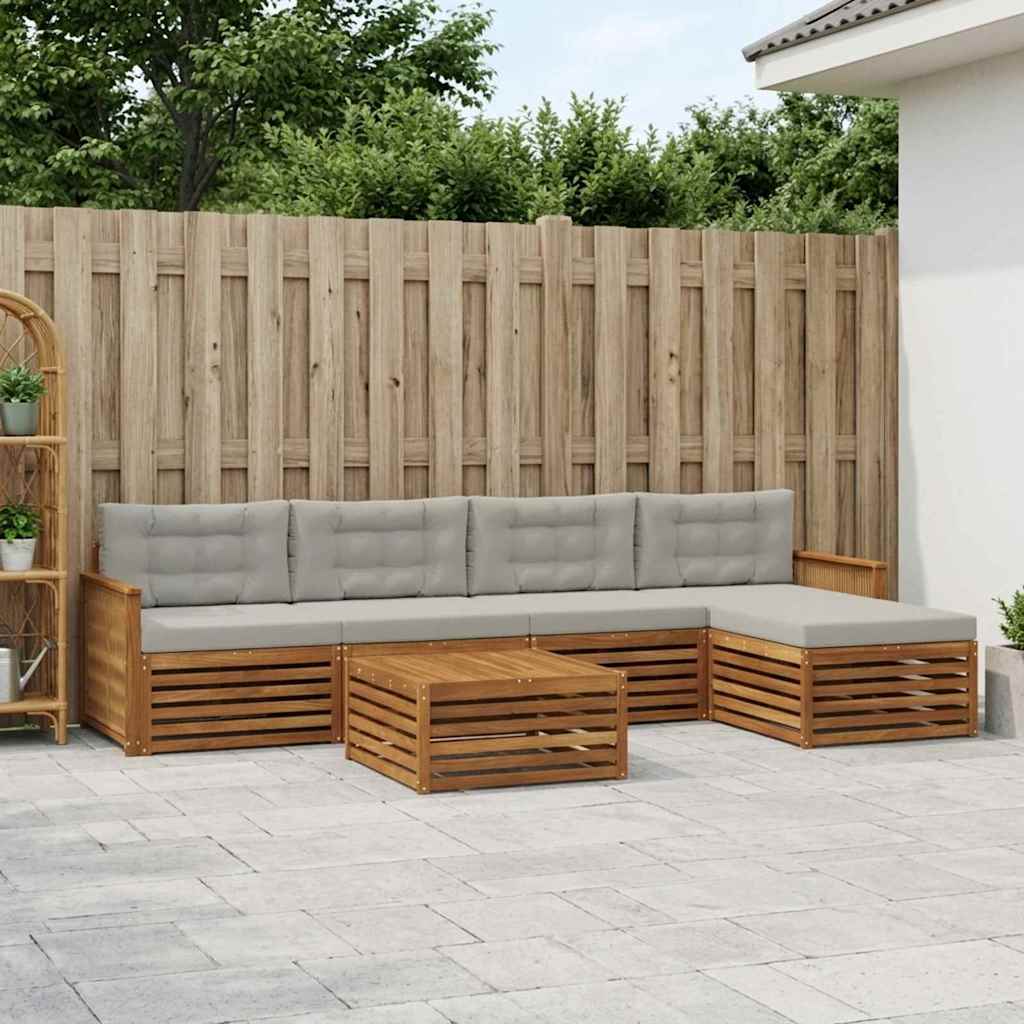 Set vanjskih sofa 6 kom. Prirodna i svjetlosiva