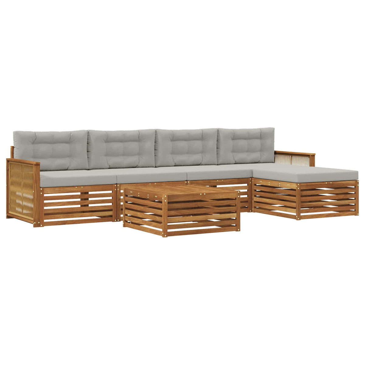 Set vanjskih sofa 6 kom. Prirodna i svjetlosiva