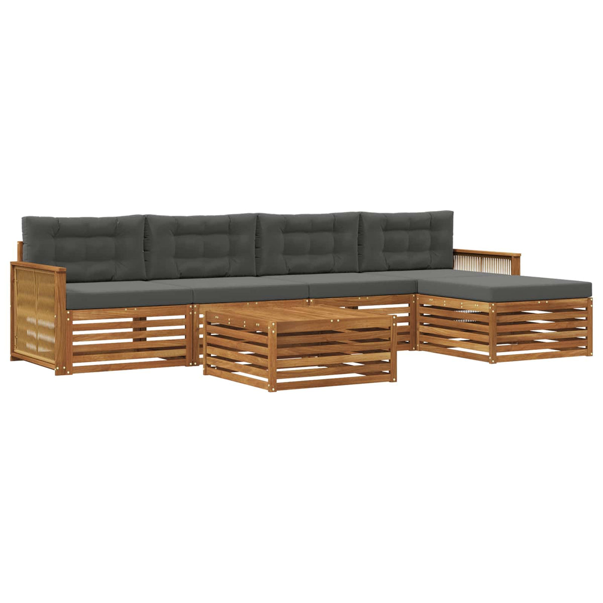 Set vanjskih sofa 6 kom. Prirodna i antracit