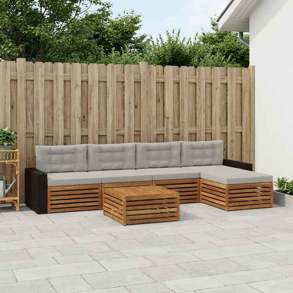 Set vanjskih sofa 6 pcs Prirodna i svjetlosiva 79 x 79 x 37 cm