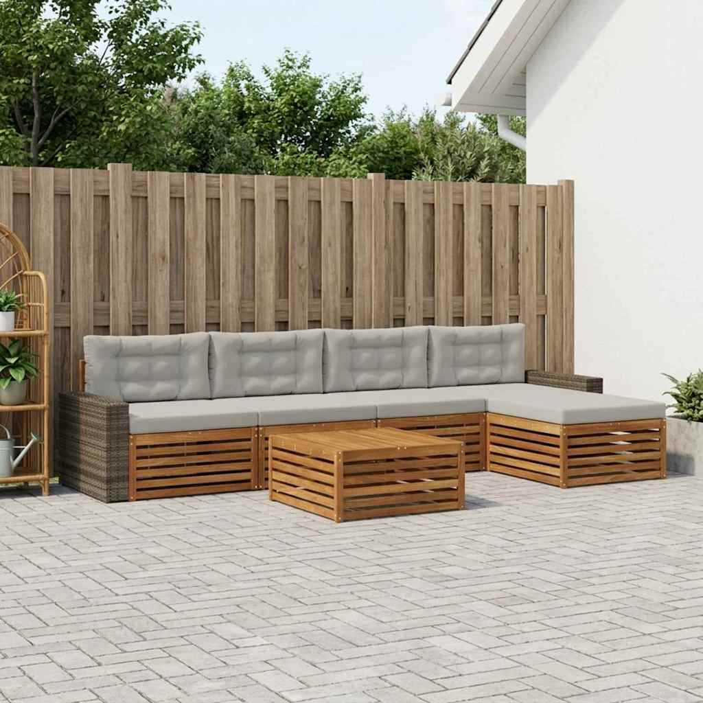 Set vanjskih sofa 6 pcs Prirodna i svjetlosiva 79 x 79 x 37 cm
