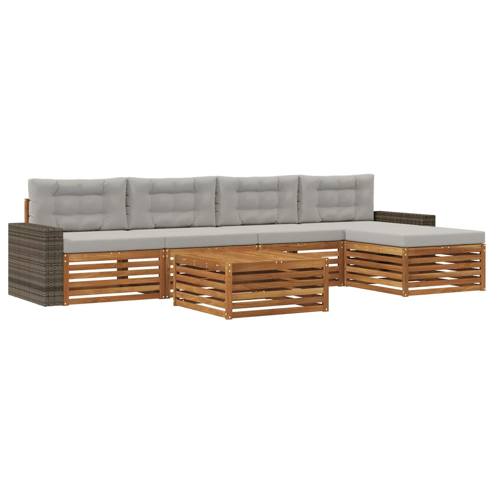 Set vanjskih sofa 6 pcs Prirodna i svjetlosiva 79 x 79 x 37 cm