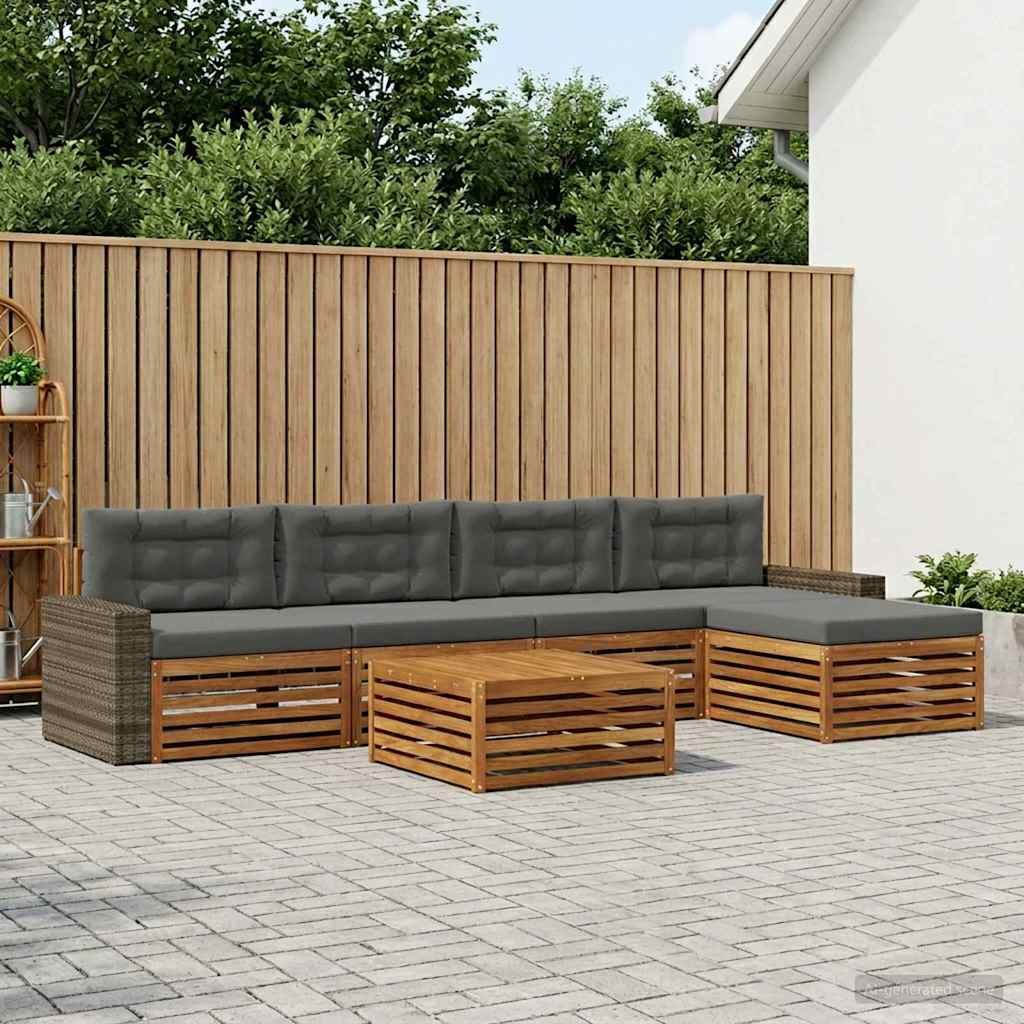 Set vanjskih sofa 6 pcs Prirodna i antracit 79 x 79 x 37 cm