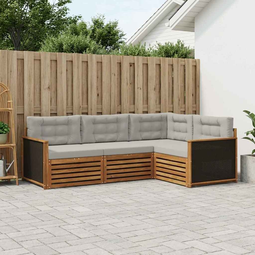 Set vanjskih sofa 4 pcs Prirodna i svjetlosiva