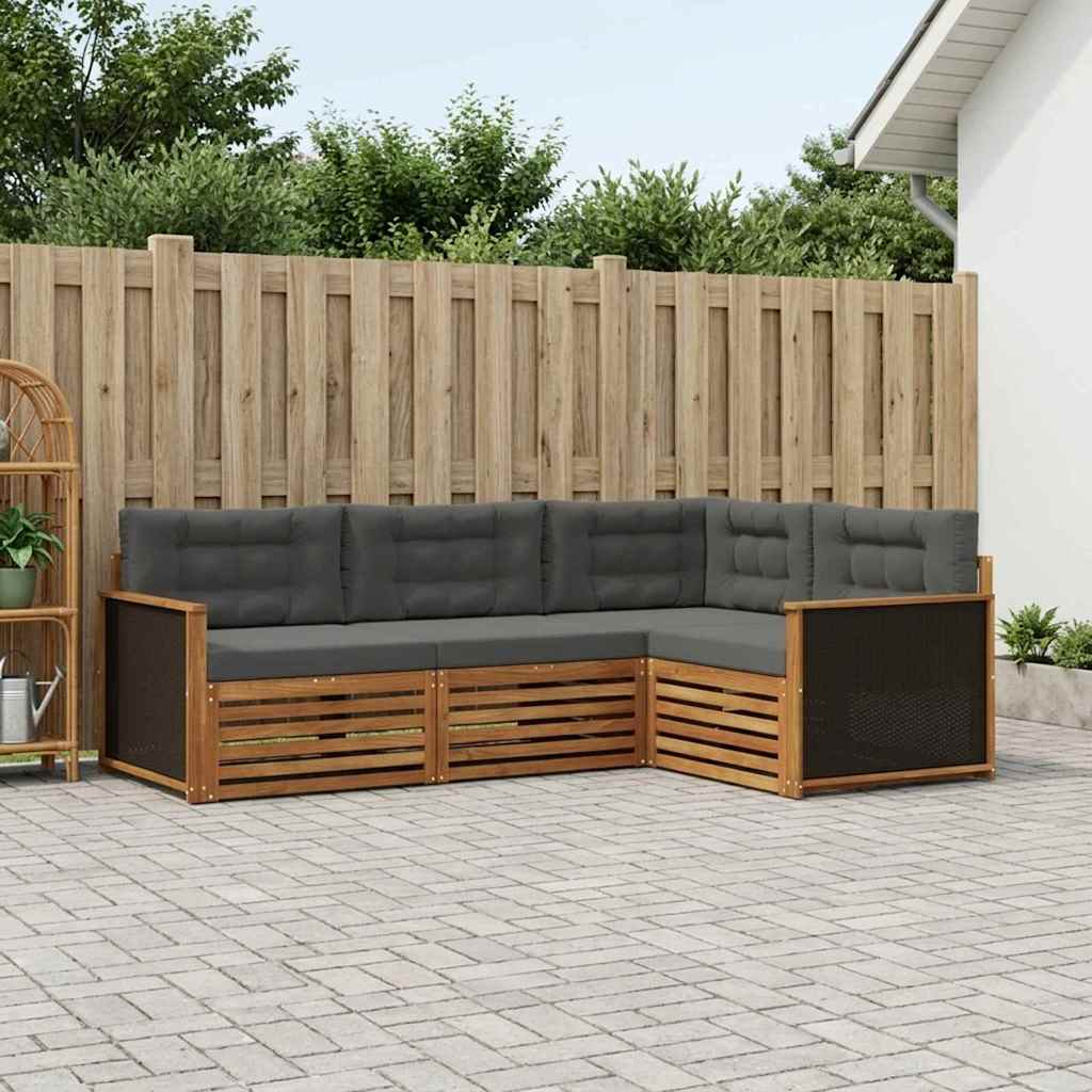 Set vanjskih sofa 4 pcs Prirodna i antracit