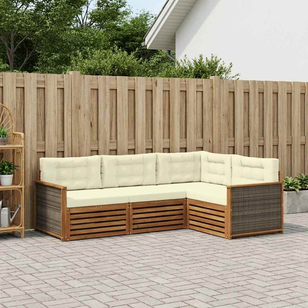 Set vanjskih sofa 4 kom. Prirodna i krem