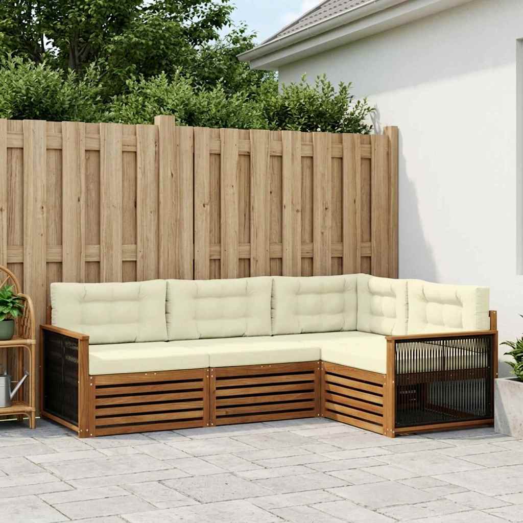 Set vanjskih sofa 4 kom. Prirodna i krem