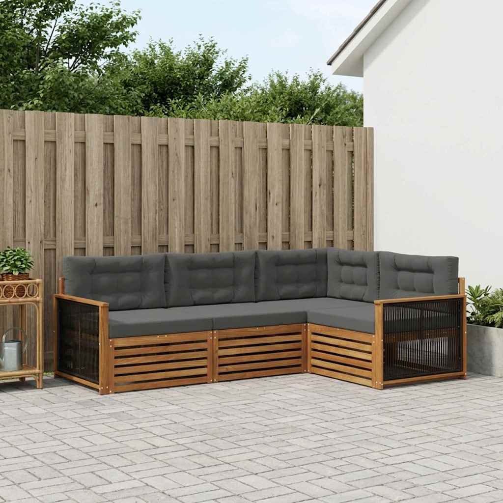 Set vanjskih sofa 4 kom. Prirodna i antracit