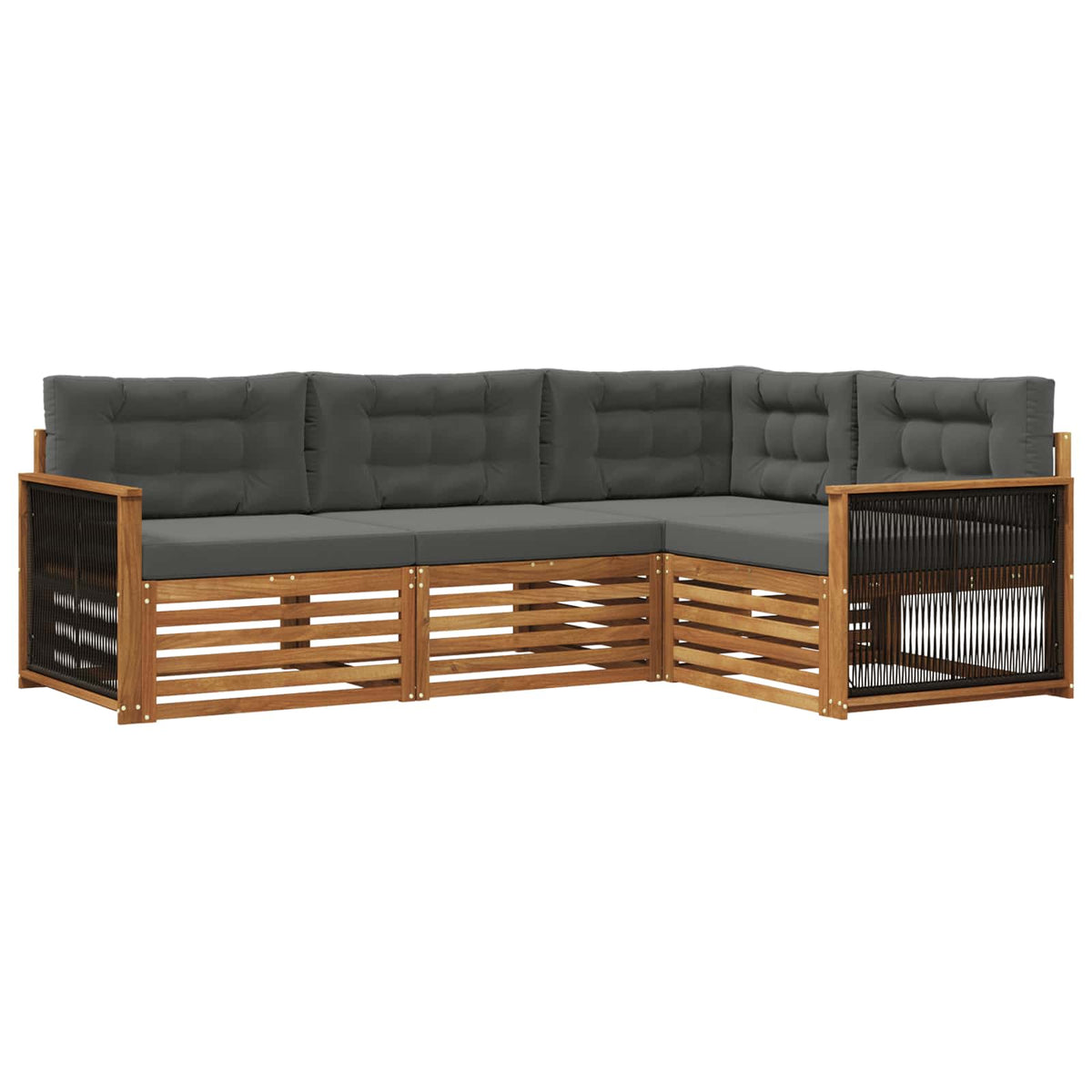 Set vanjskih sofa 4 kom. Prirodna i antracit