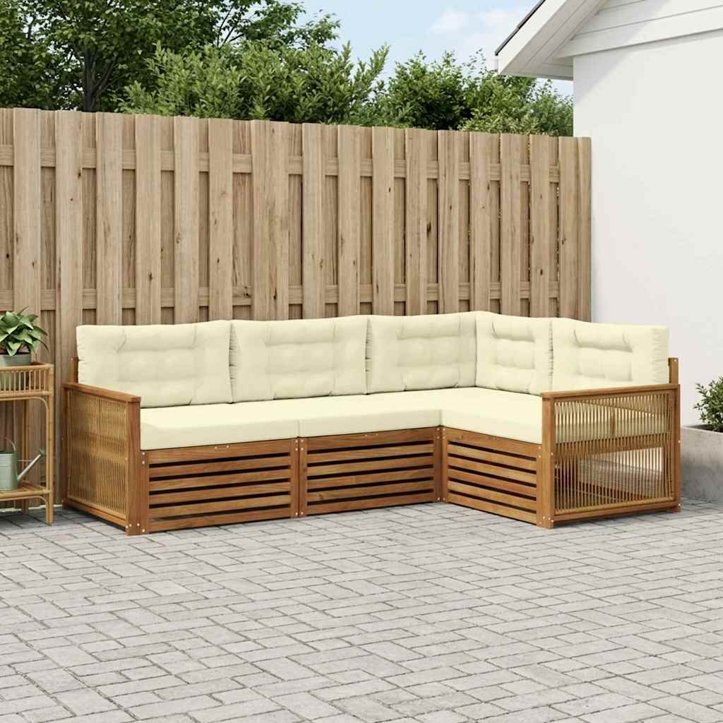 Set vanjskih sofa 4 kom. Prirodna i krem