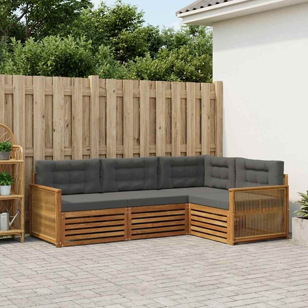 Set vanjskih sofa 4 kom. Prirodna i antracit