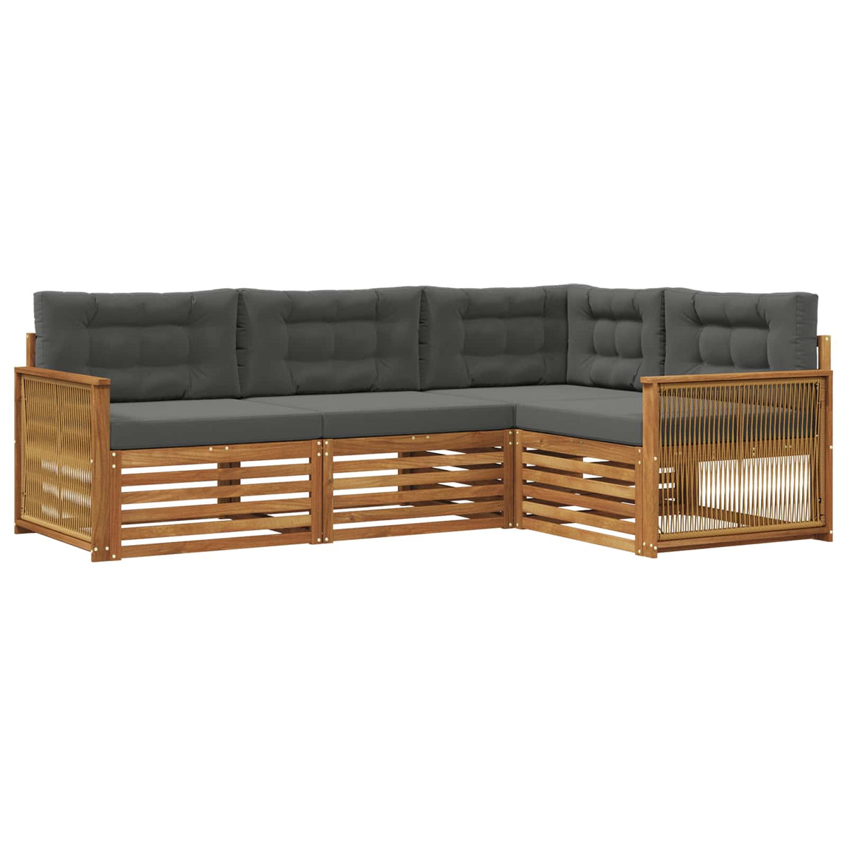 Set vanjskih sofa 4 kom. Prirodna i antracit