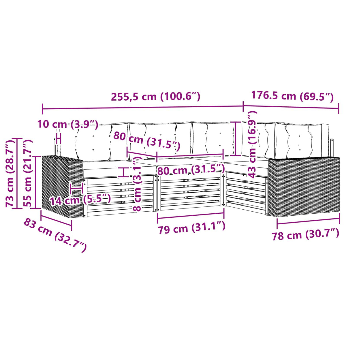 Set vanjskih sofa 4 pcs