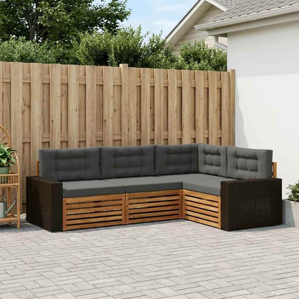 Set vanjskih sofa 4 pcs Prirodna i antracit
