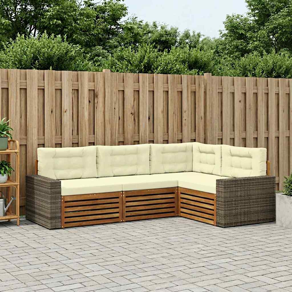 Set vanjskih sofa 4 pcs Prirodna i krem 255,5 x 176,5 x 73 cm