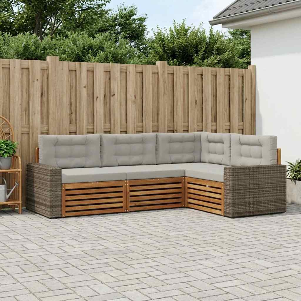 Set vanjskih sofa 4 pcs Prirodna i svjetlosiva