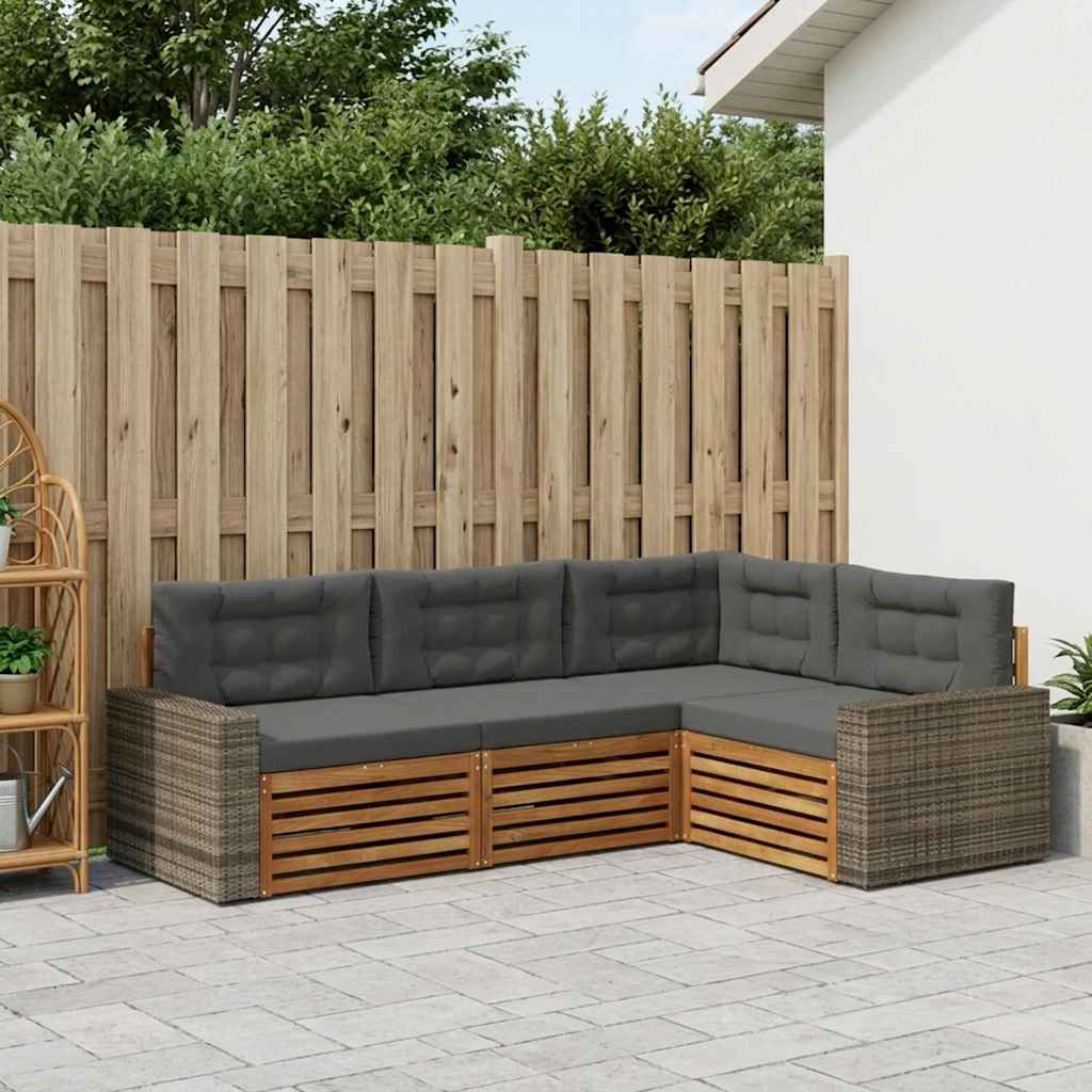 Set vanjskih sofa 4 pcs Prirodna i antracit